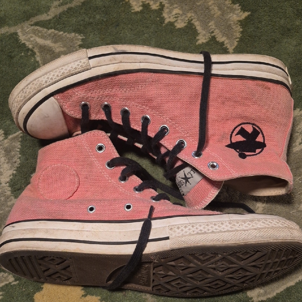 Converse Pink Canvas High-Tops with Black Accents - Picture 8 of 10